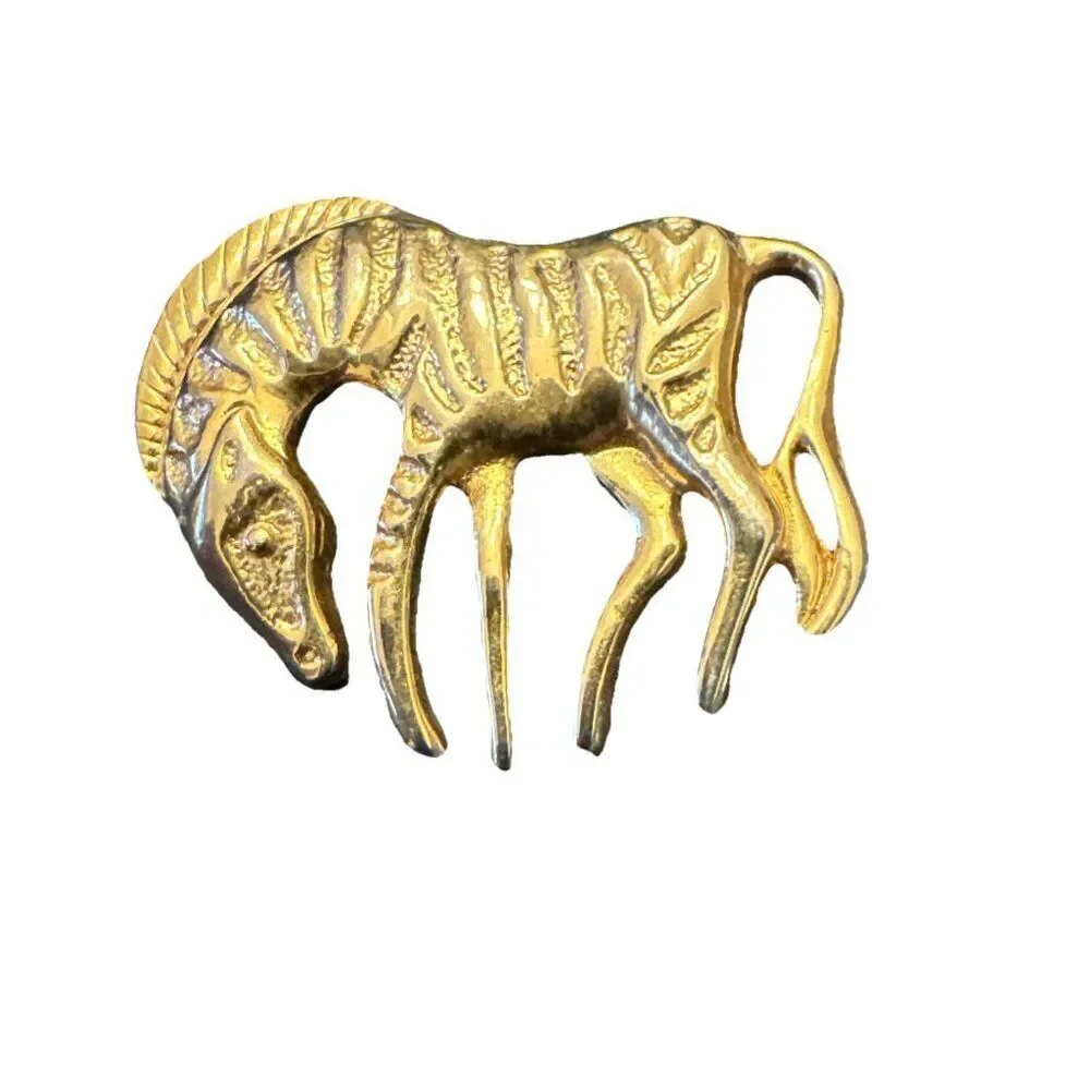 Zebra Goldtone Pin Brooch